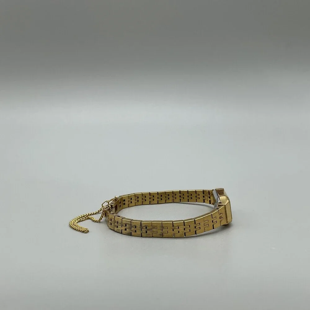 Vintage Pulsar Womens Watch 12mm Gold Tone Rectangle V201-2290 New Battery 5.5